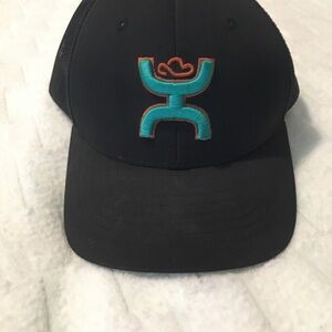 Black Hooey youth Hat with Teal and Orange Logo